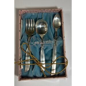Community Silver South Seas Children’s Flatware Set Spoon Fork Baby Box Vintage